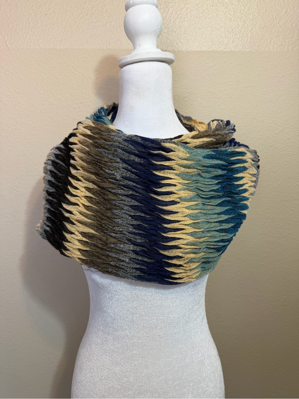 Boho Multi-Color Textured Knit Infinity Scarf